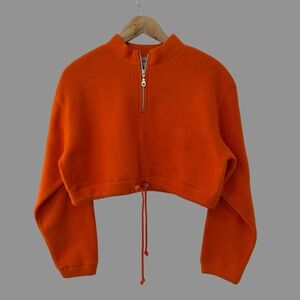 The Great Outdoors Orange Long Sleeve Felt Cropped Sweatshirt L (runs small)